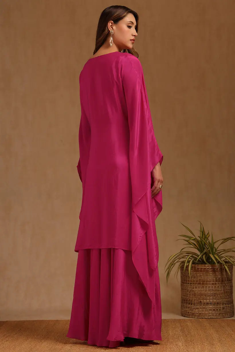 Modern Women’s Embroidered Kaftan Suit with Zari Embellishments and Coordinated Bottoms for Party and Festive Look