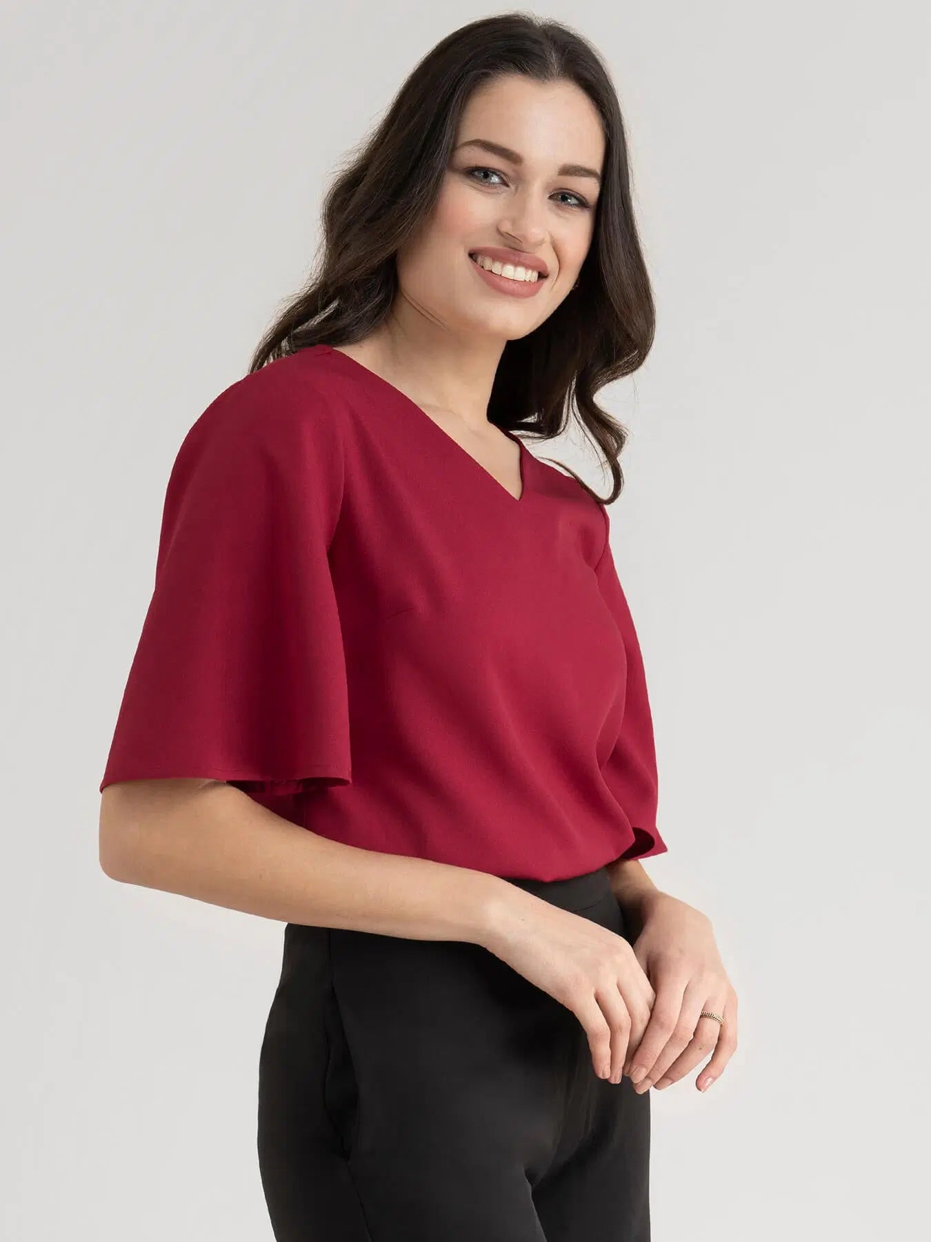 Trendy Women’s Red Bell Sleeve Top with Relaxed Fit