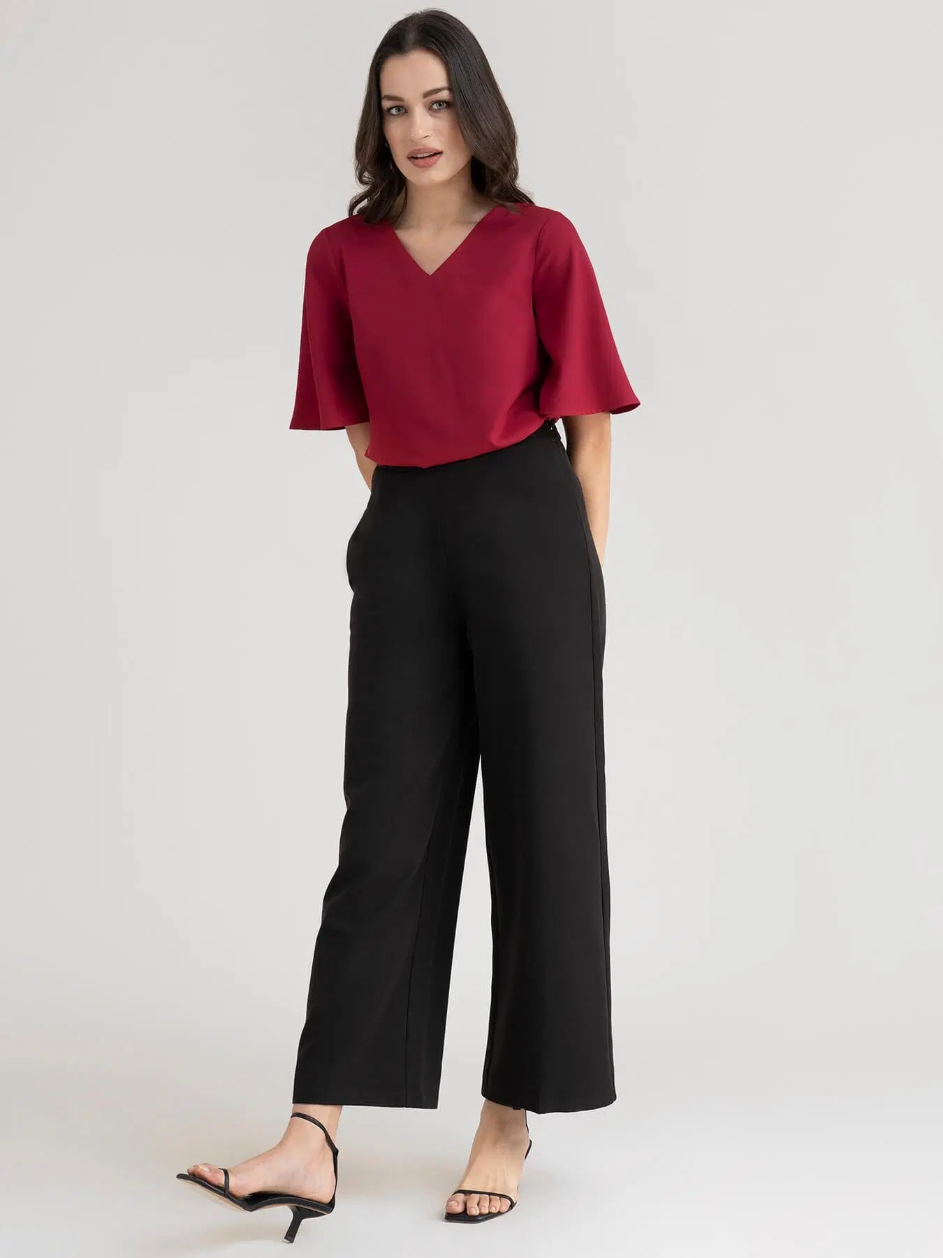 Trendy Women’s Red Bell Sleeve Top with Relaxed Fit
