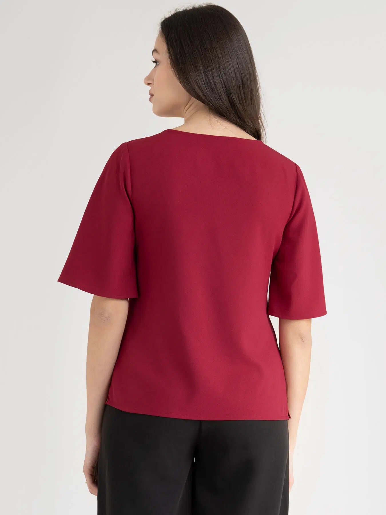 Trendy Women’s Red Bell Sleeve Top with Relaxed Fit