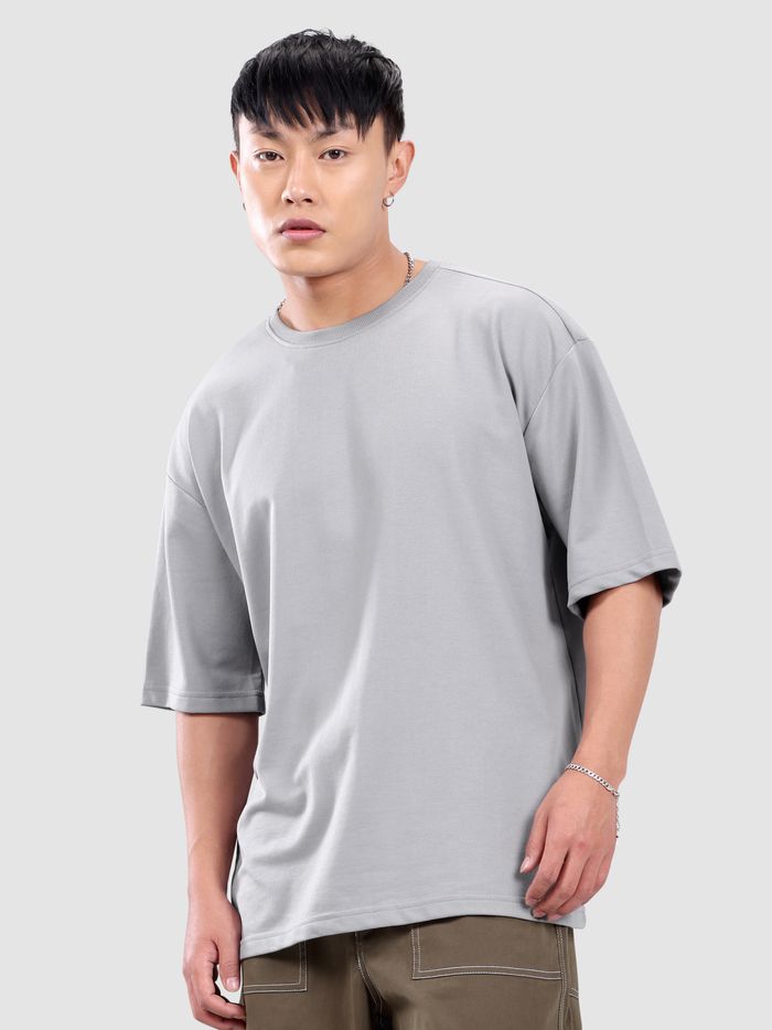 Light Grey Oversized T Shirt for Men Crafted from Soft Cotton Blend for Comfort, Style, and Daily Wear