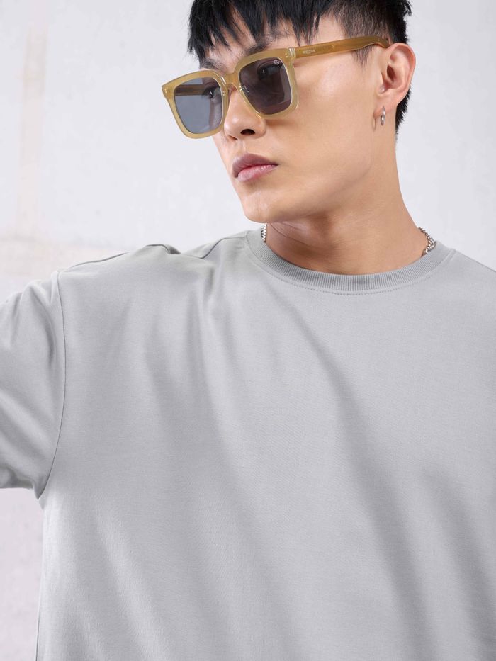 Light Grey Oversized T Shirt for Men Crafted from Soft Cotton Blend for Comfort, Style, and Daily Wear