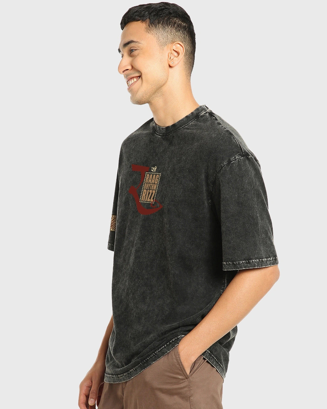 Exclusive Black Freedom Sounds Acid Wash T-Shirt Men’s Oversized Graphic Cotton Top