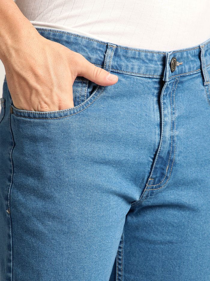 Trendy Mid Blue Ombre Bootcut Jeans for Men Perfect for Casual and Smart Outfits