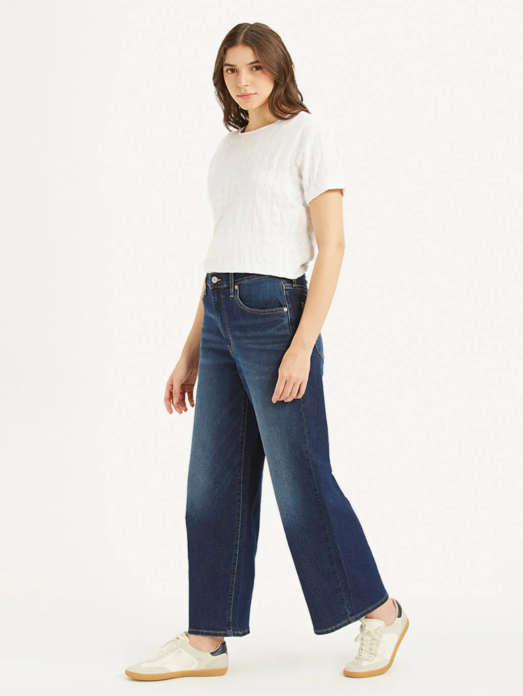 Relaxed Women’s Blue Mile High Wide Leg Fit High Rise Jeans with Soft Fabric Finish