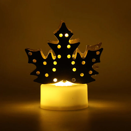 Decorative LED Gold Metal Leaf Diya Lamp for Diwali and Festive Home Decor