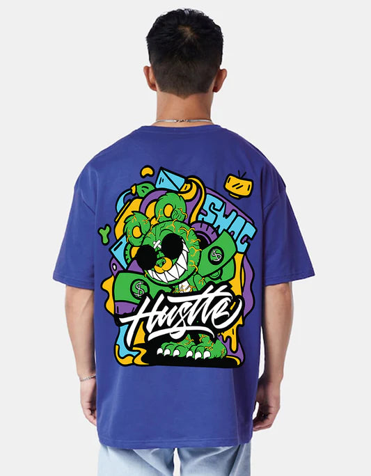 Blue Oversized Graphic Back Printed T-Shirt Men’s Everyday, Streetwear, and Travel Outfit