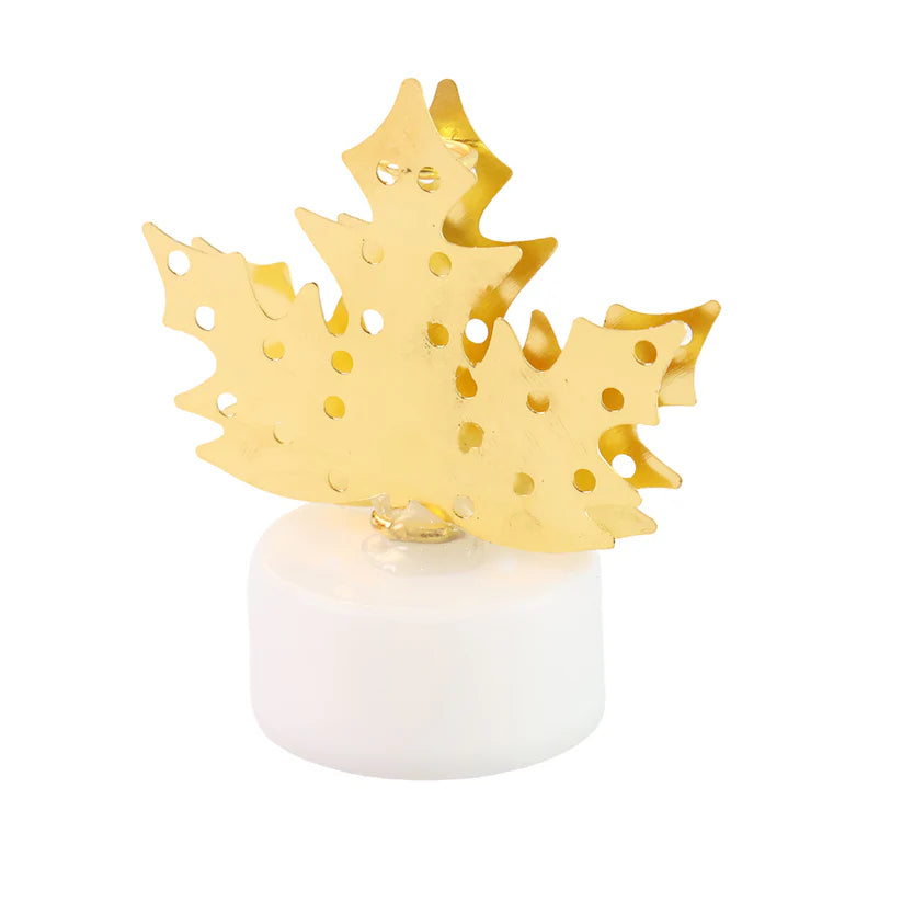 Decorative LED Gold Metal Leaf Diya Lamp for Diwali and Festive Home Decor