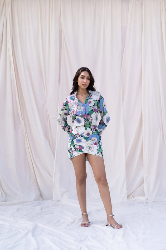 Elegant Floral Printed Shirt Dress with Handcrafted Design for Women Ideal for Casual Wear, Smart Casual, and Special Occasions
