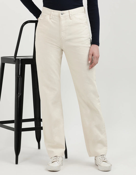 Comfortable Women High Rise Beige Denim Jeans Ideal for Daily Wear and Street Style Fashion