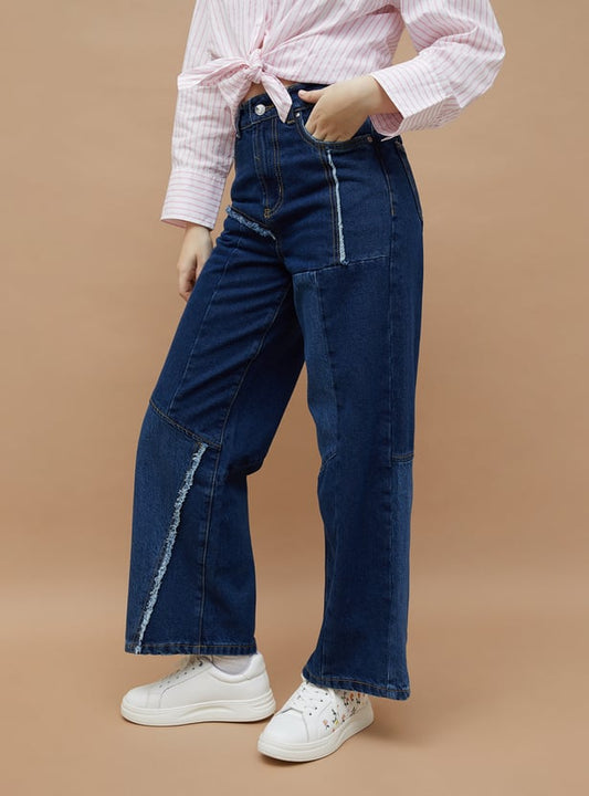 Classic Women Patch Paneled Flared Denim Jeans Designed for Versatile Chic Outfits