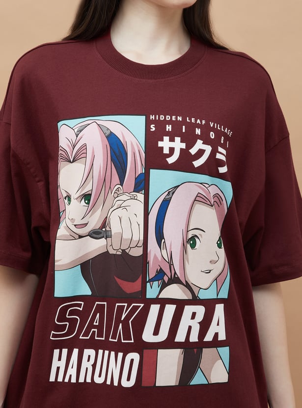 Modern Women’s T-Shirt with Vibrant Sakura Flower Illustration for Trendy Everyday Fashion