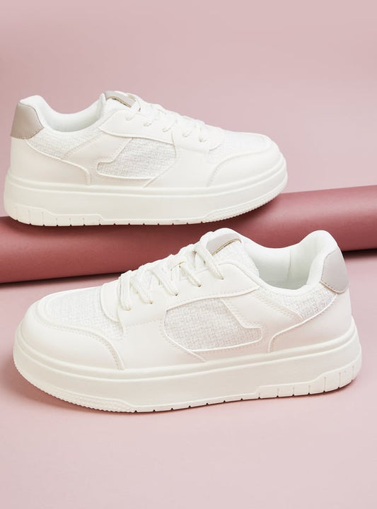 Comfortable Women Panelled Sneakers with Durable Sole for All Day Wear