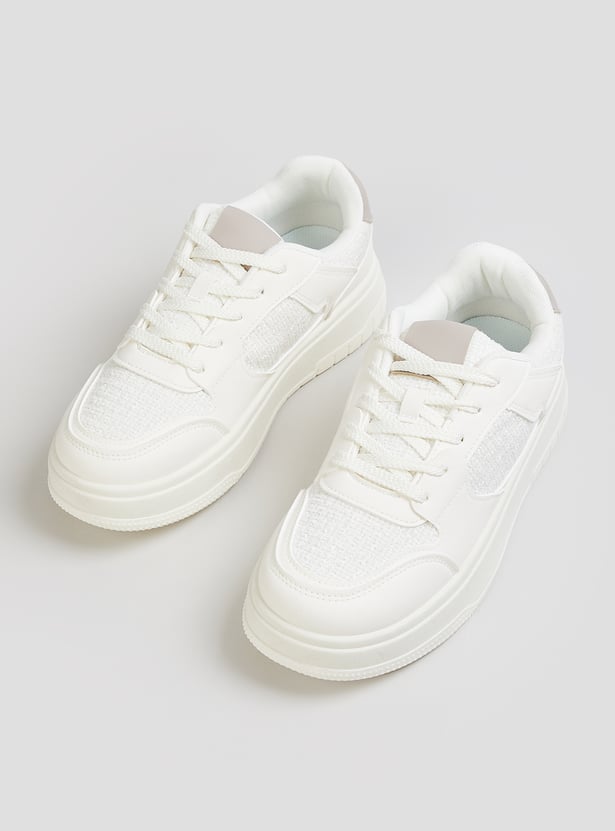 Comfortable Women Panelled Sneakers with Durable Sole for All Day Wear
