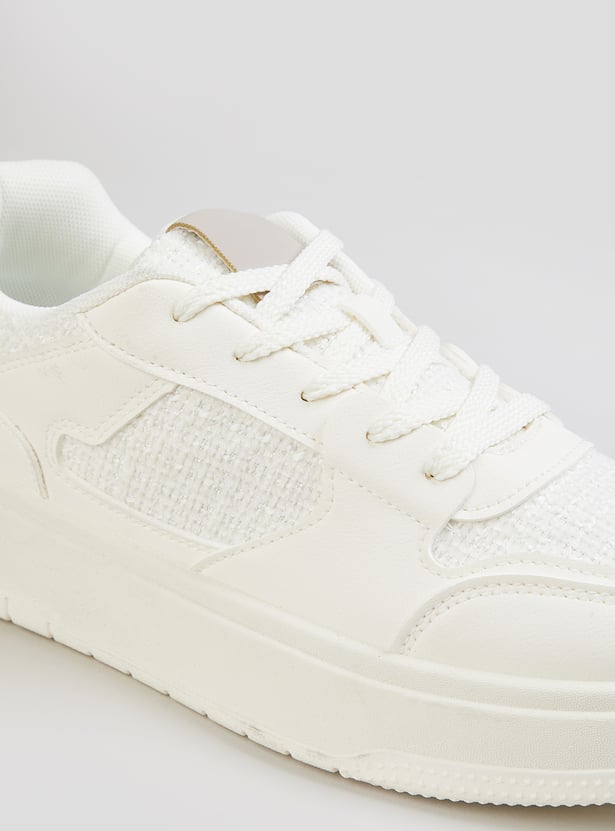Comfortable Women Panelled Sneakers with Durable Sole for All Day Wear