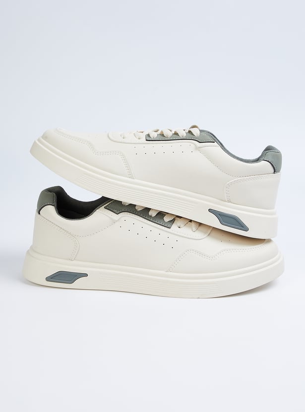 Fashionable Men Perforated Lace Up Sneakers for Modern Streetwear Smart Casual and Daily Wear