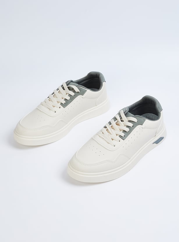 Fashionable Men Perforated Lace Up Sneakers for Modern Streetwear Smart Casual and Daily Wear