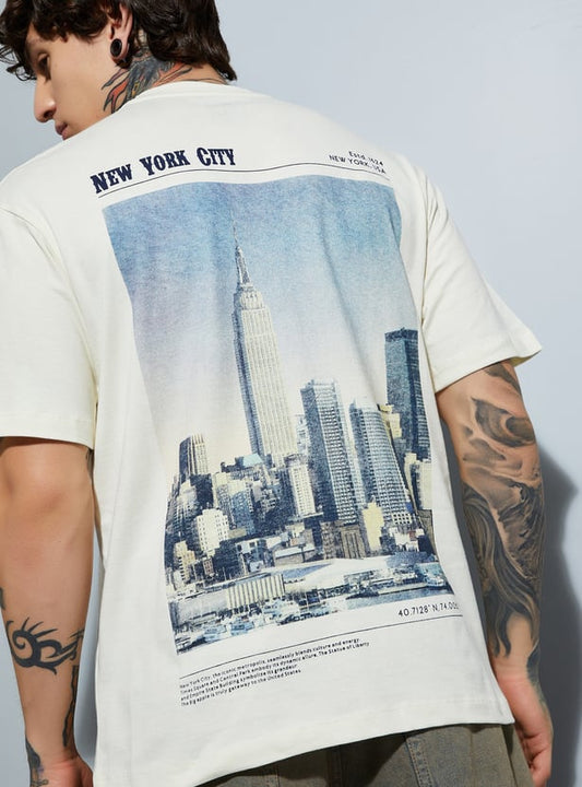 Men Green Chip Dale Printed Round Neck Oversized Fit T-Shirt