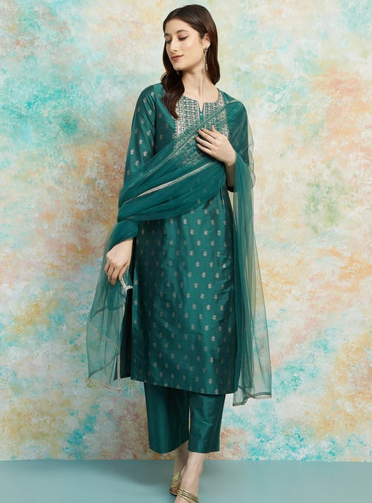 Premium Ethnic Women’s Straight Kurta Set with Handcrafted Embroidery and Coordinated Pants or Palazzo