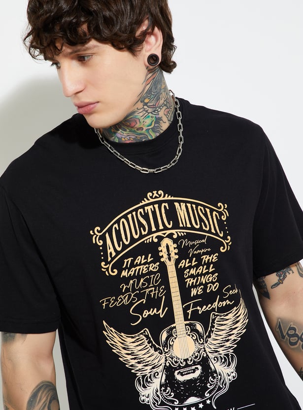 Men Printed T Shirt Made from Soft Cotton Blend for Maximum Comfort and Trendy Look