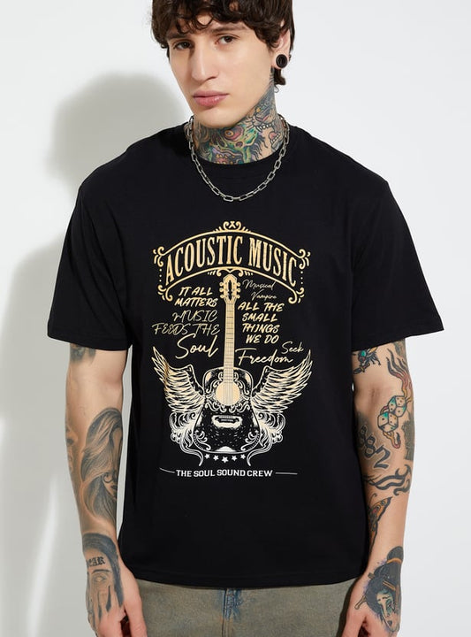 Men Printed T Shirt Made from Soft Cotton Blend for Maximum Comfort and Trendy Look