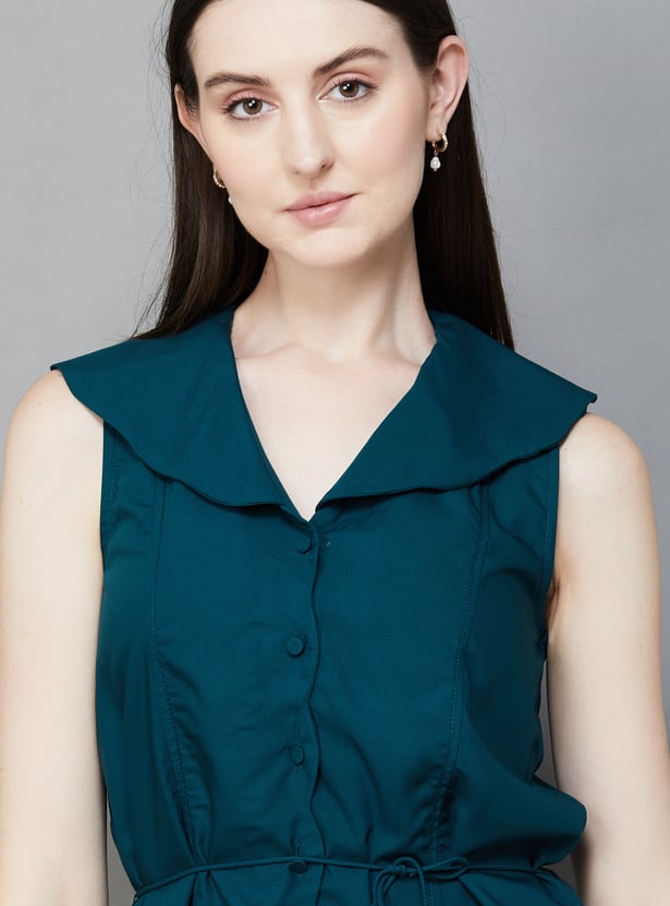 Fashionable Solid Mini Dress with Tie-Up Waist Women’s Perfect Outfit for Parties