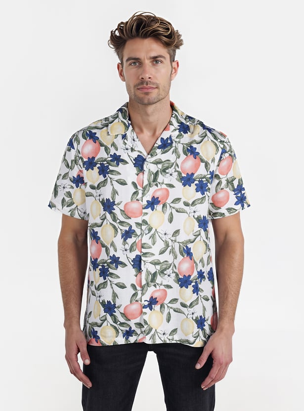 Sophisticated Floral Print Regular Fit Shirt for Men with Contemporary Tailored Finish