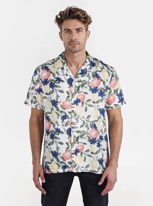 Sophisticated Floral Print Regular Fit Shirt for Men with Contemporary Tailored Finish