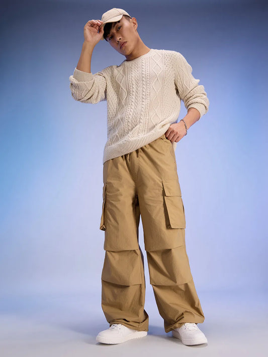 Durable Tan Brown Men’s Parachute Pants with Comfortable Silhouette and Premium Quality