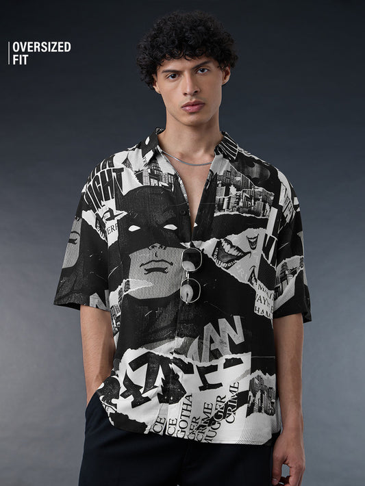 Wayne Industries Oversized Graphic Printed Casual Shirt for Men Comfortable Everyday Look