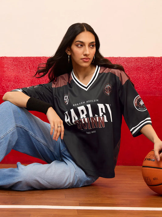 Women’s Casual Oversized Jersey with Harley Quinn Graphic Perfect for Daily Wear and Comfortable Style