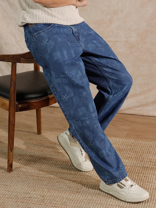 Luxury Inspired Casual Loose Fit Jeans in Med Stone for Men with Durable Fabric