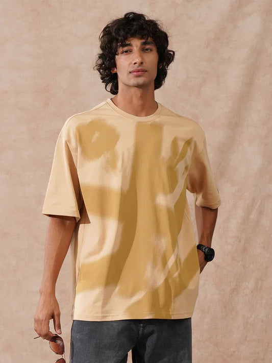 Classic Men Oversized T Shirt in Beige Perfect for Everyday Casual Outfits, Streetwear, and Summer Fashion