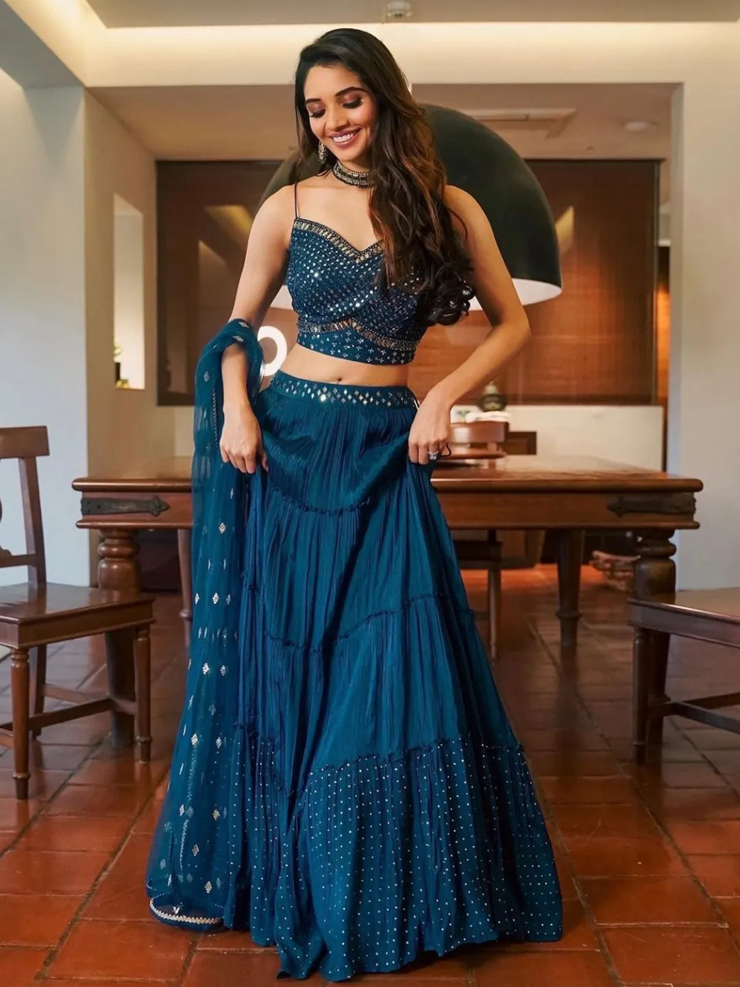 Luxurious Faux Georgette Designer Lehenga Featuring Elegant Work for Festive and Bridal Wear