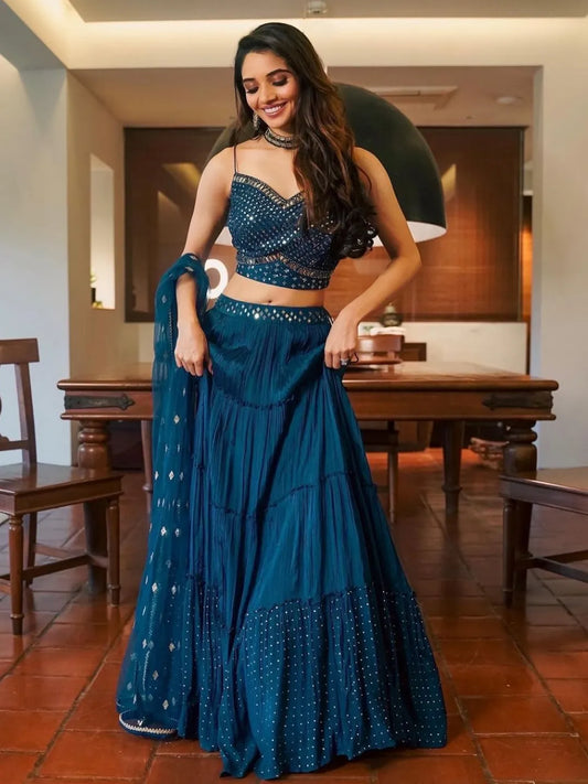 Luxurious Faux Georgette Designer Lehenga Featuring Elegant Work for Festive and Bridal Wear