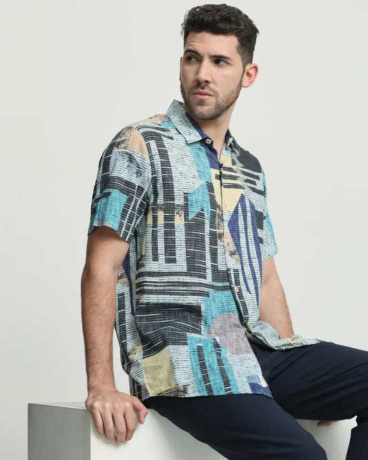 Classic Multi Digital Print Slim Fit Casual Shirt for Men with Timeless Appeal