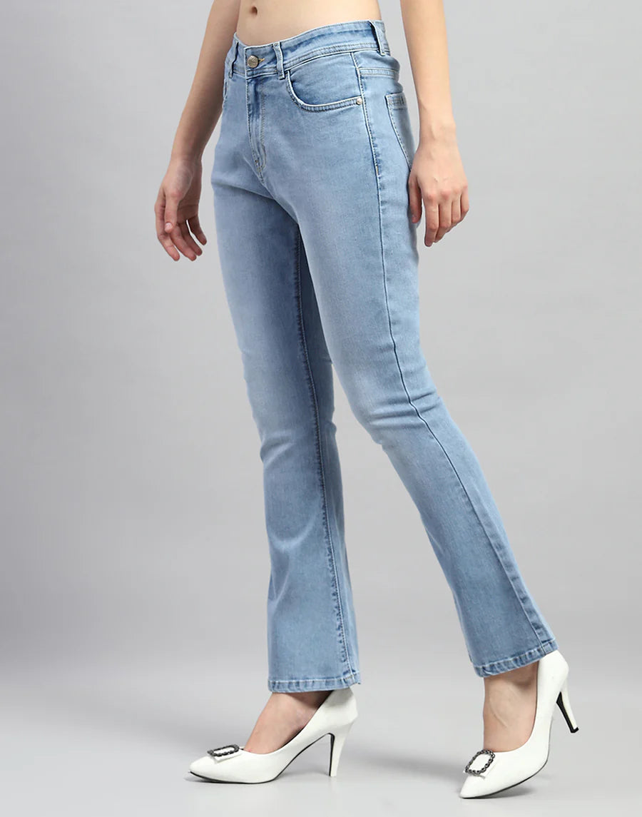 Classic Women Light Blue Light Wash Boot Cut Denim Jeans Perfect for Work and Weekend Wear
