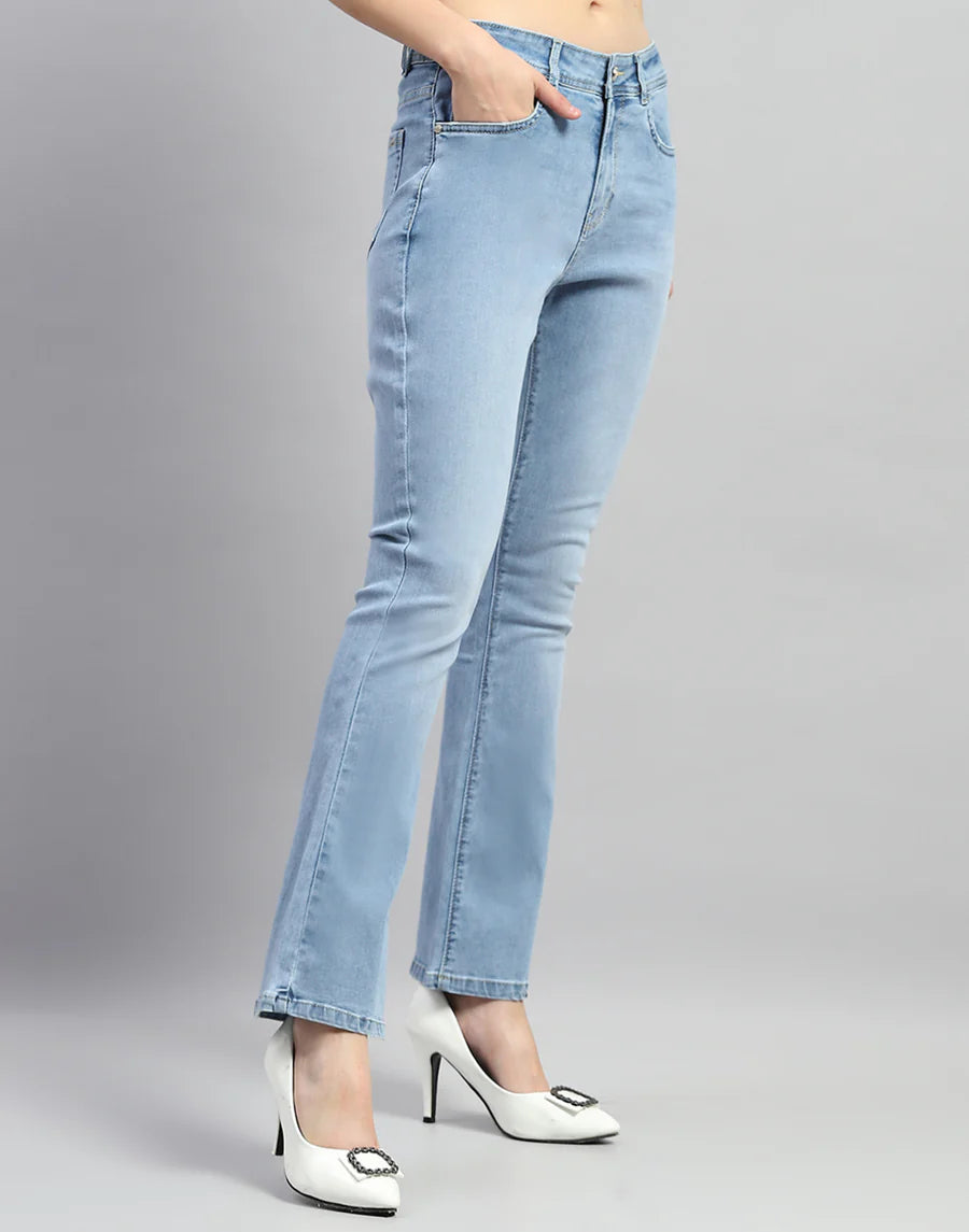 Classic Women Light Blue Light Wash Boot Cut Denim Jeans Perfect for Work and Weekend Wear