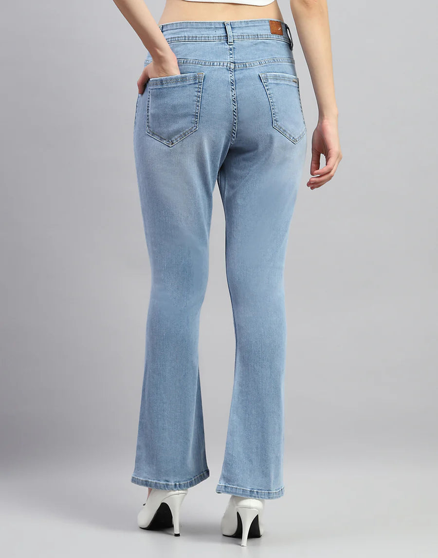 Classic Women Light Blue Light Wash Boot Cut Denim Jeans Perfect for Work and Weekend Wear
