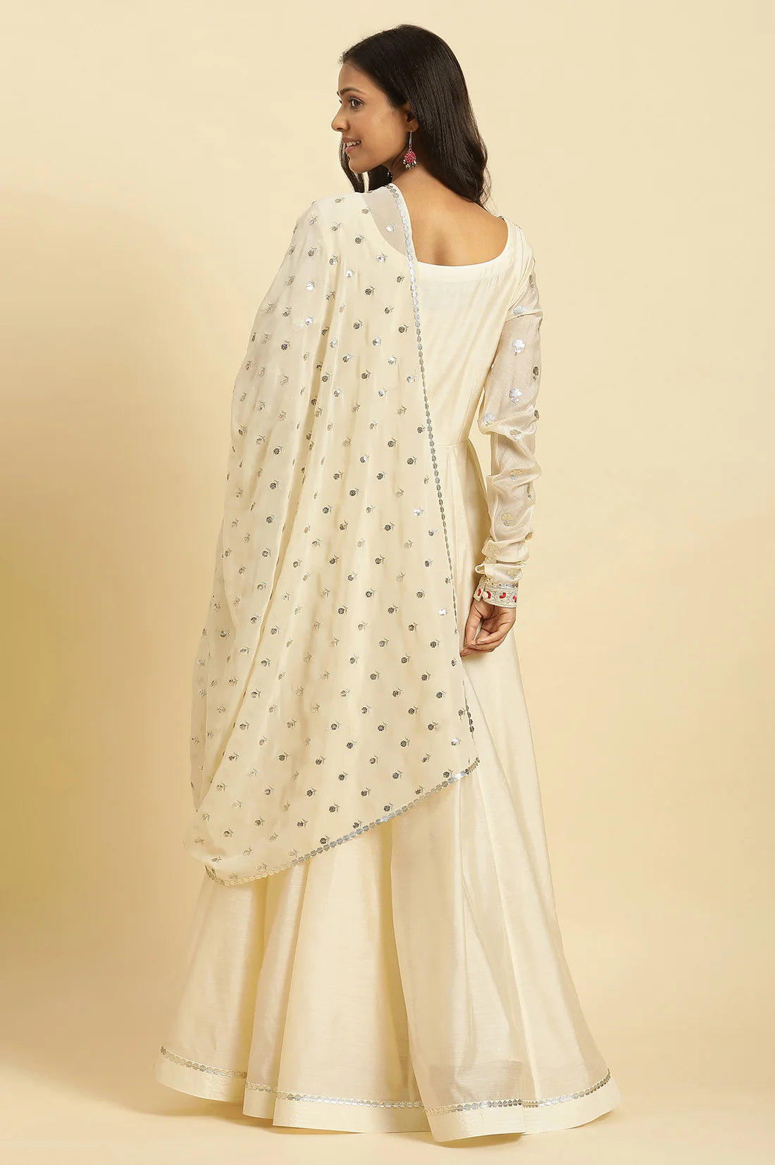 Regal Chanderi Anarkali Flared Kurta with Premium Embroidered Georgette Dupatta Bridal Set