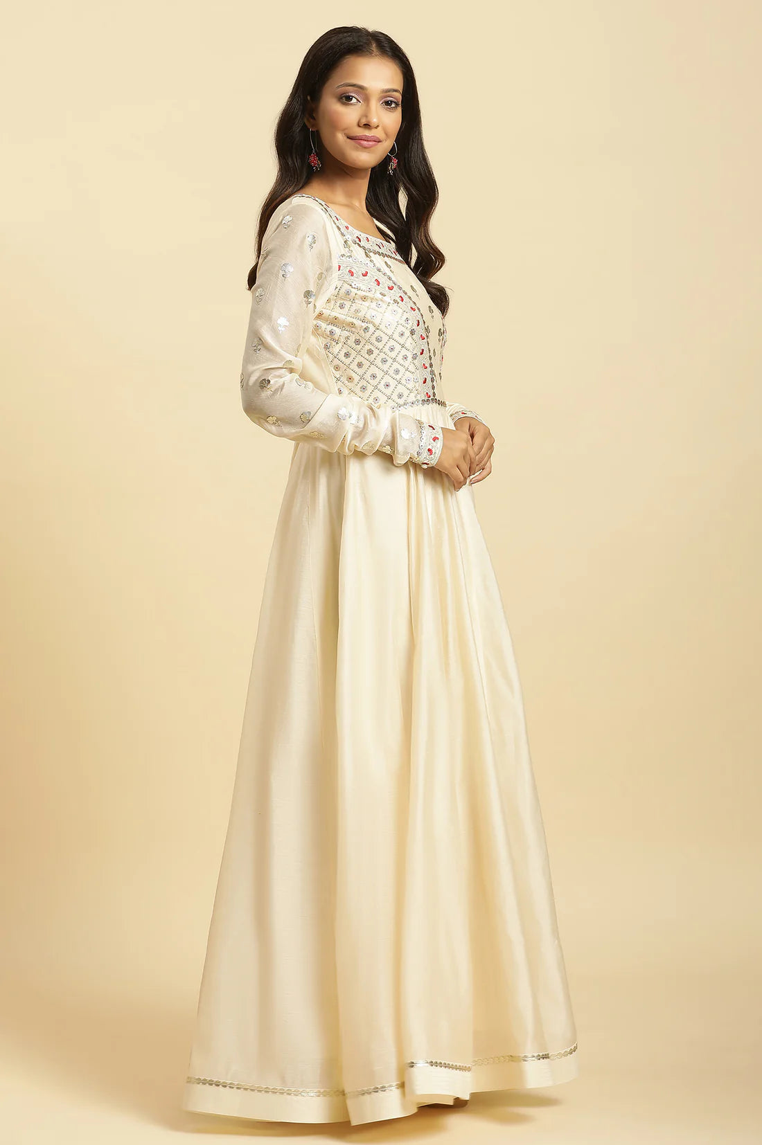 Regal Chanderi Anarkali Flared Kurta with Premium Embroidered Georgette Dupatta Bridal Set