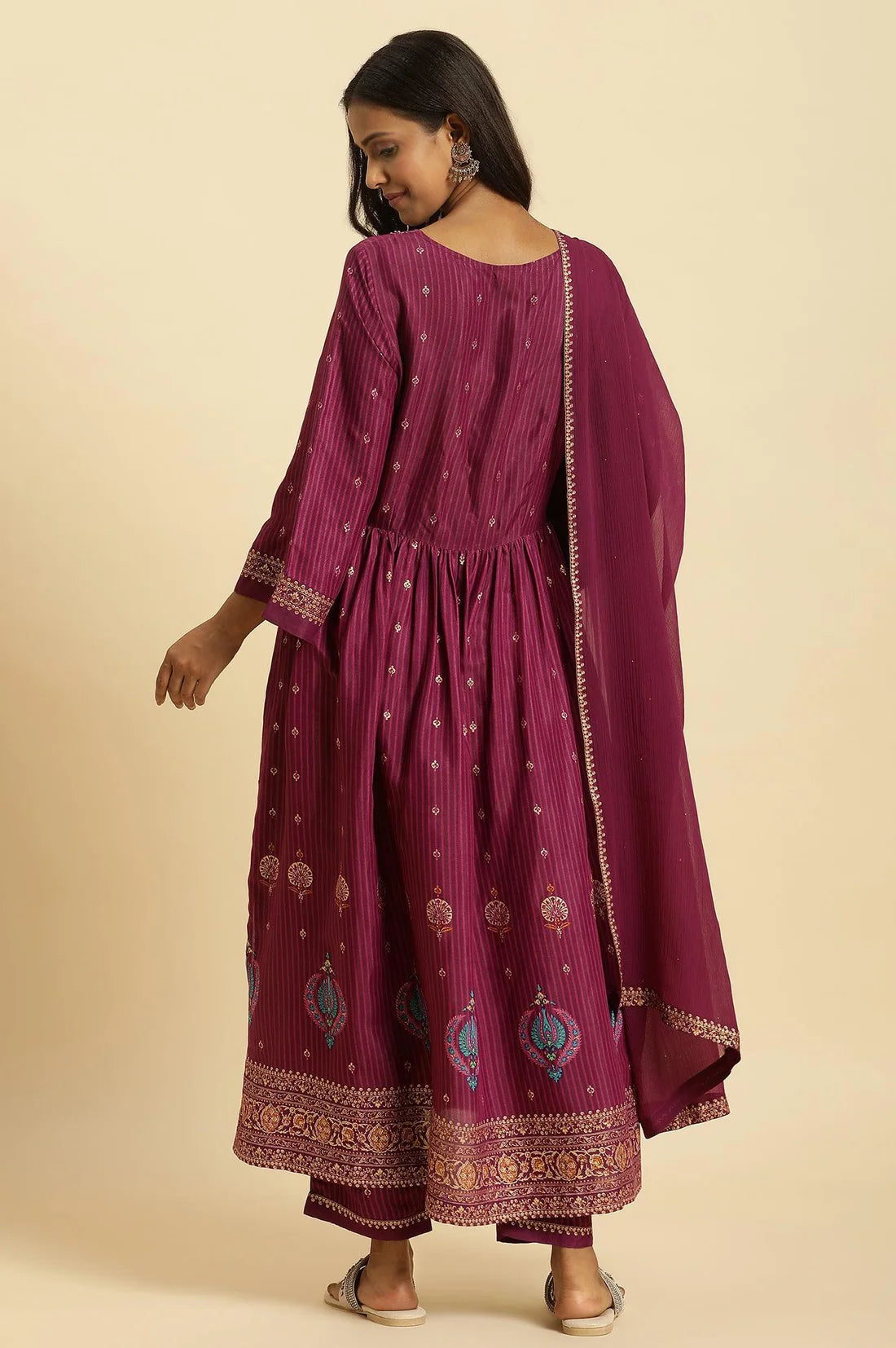 Casual and Party Wear Women’s Purple Embellished Kurta Set with Pants and Matching Dupatta for Daily Wear
