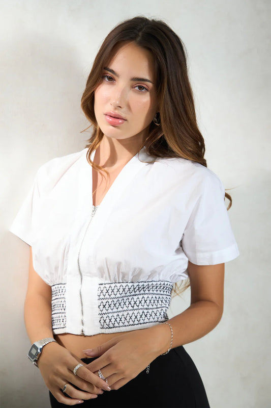 Chic and Trendy Cotton Top with Smocked Waist Detailing for Women Perfect for Casual and Festive Looks