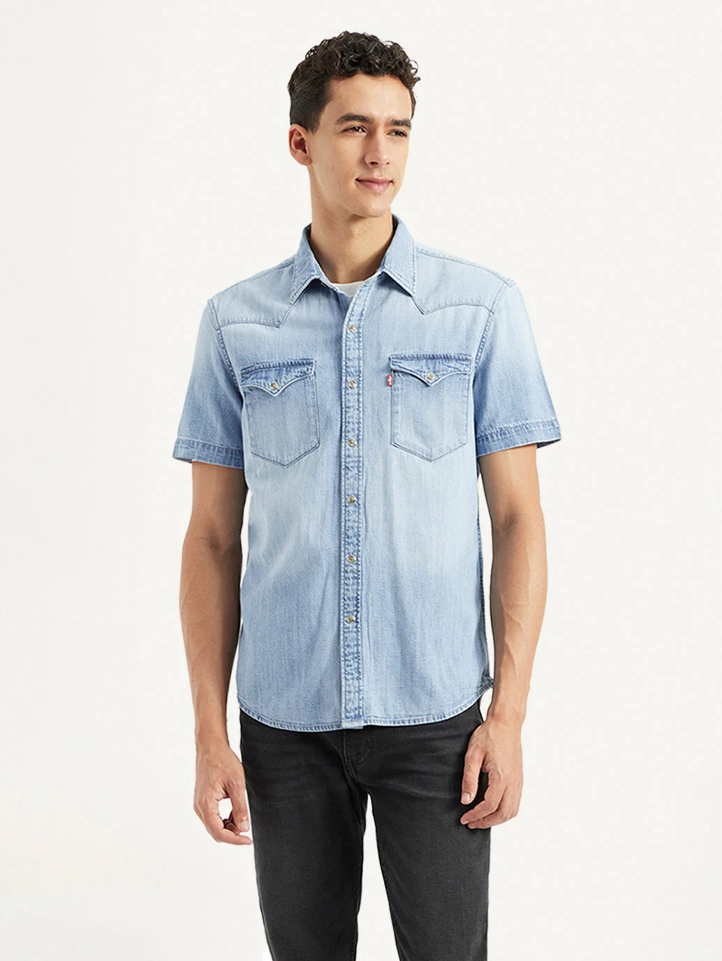 Classic Men’s Solid Slim Fit Denim Shirt with Modern Tailored Silhouette