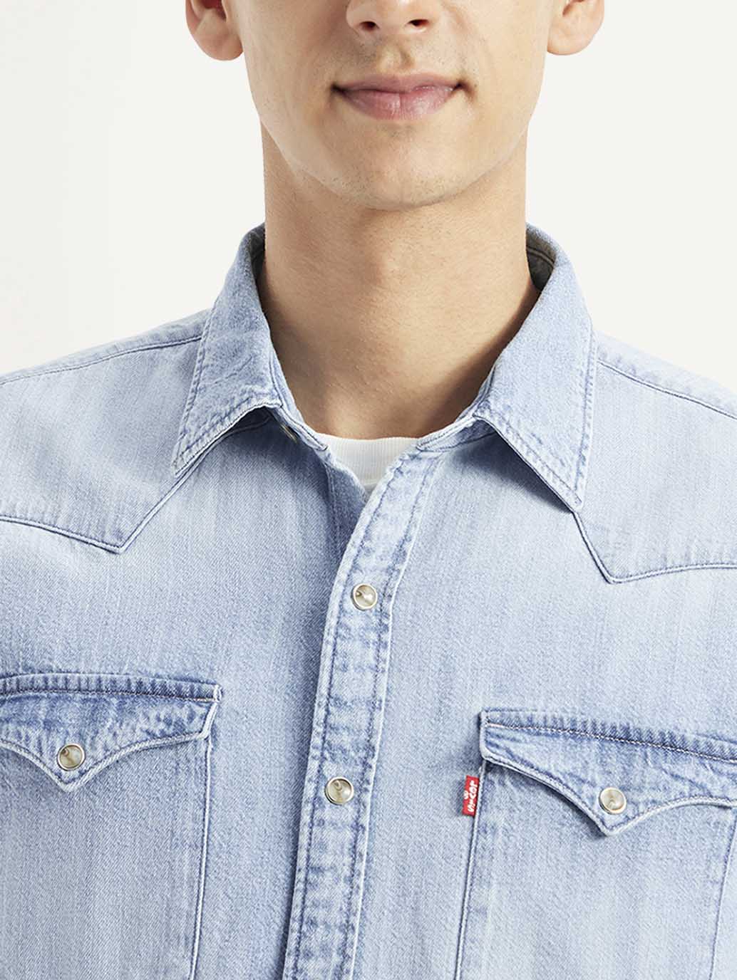 Classic Men’s Solid Slim Fit Denim Shirt with Modern Tailored Silhouette
