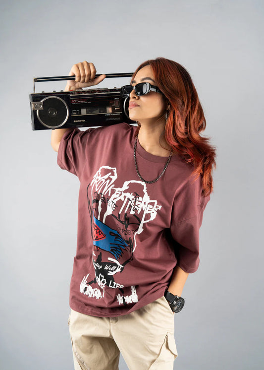 Relaxed Fit Women’s Oversized T-Shirt with Bold Puff Graphic Design