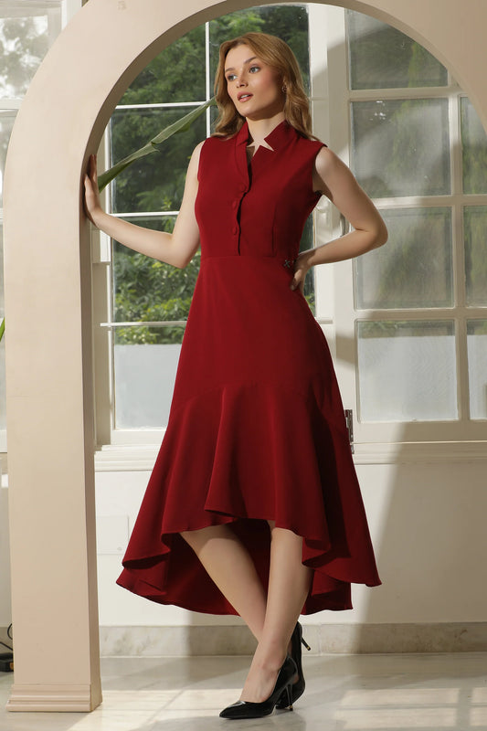 Fashionable Women Red Maxi Dress Featuring Vivacity Cut Out Details Perfect for Party Wear, Lounge, and Evening Fashion