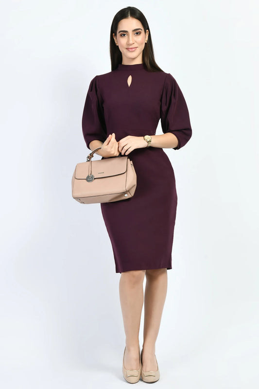 Fashionable Women Sheath Dress Featuring Allure Puffed Sleeves Perfect for Modern Casual, Party Wear, and Lounge Outfits