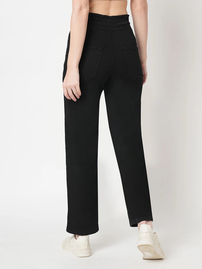 Women Black High Rise Joggers with Comfortable Fit Perfect for Casual and Lounge Wear