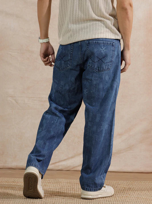 Luxury Inspired Casual Loose Fit Jeans in Med Stone for Men with Durable Fabric